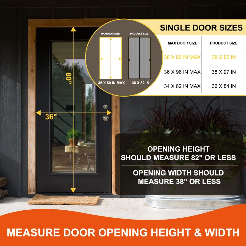 Iduontis Fiberglass Magnetic Screen Door Fit Door Size 36 X 80 In- Heavy Duty Fiberglass Screen Door Mesh For Interior Door  Patio And Sliding Doors - Door Screen Magnetic Closure Let Fresh Air In - Image 2