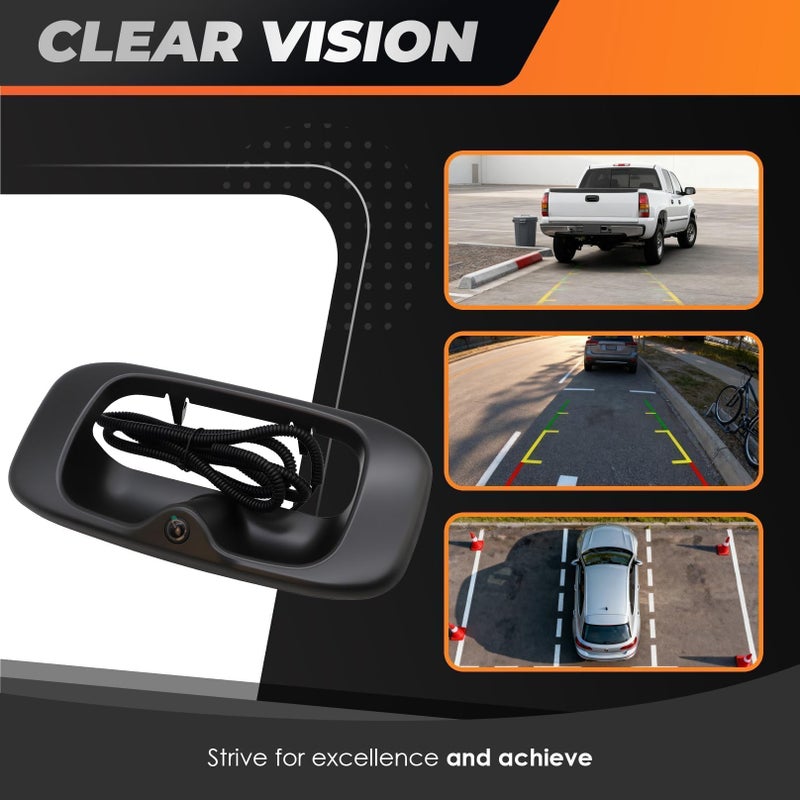Aspaton GM1916102 Tailgate Handle Backup Camera Compatible with 1999-2007 Silverado/Sierra 1500 2500 3500HD Pickups Reversing Rear View Park Assist Camera W/12V Power Cable 15046512 15228539 - Image 4