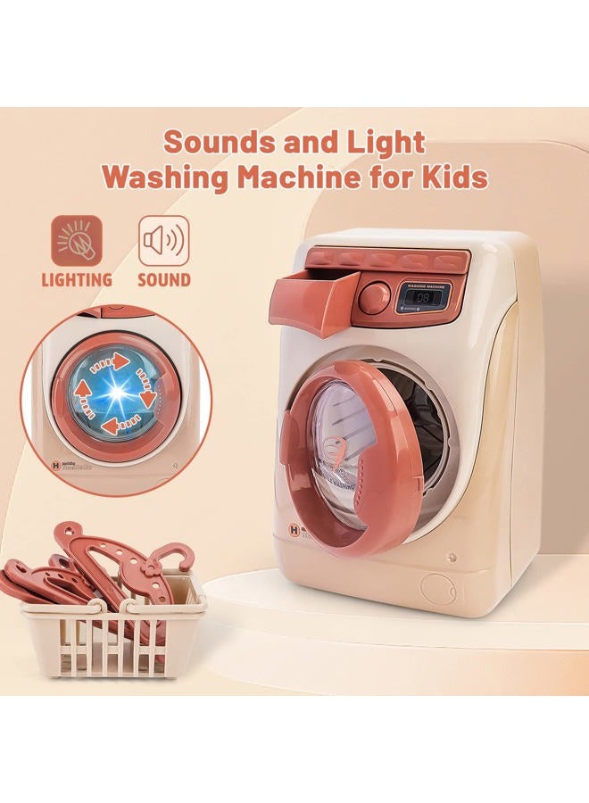 deAO Toy Washing Machine & Vacuum Playset for Kids, Mini Washing Machine Laundry Set for Kids,Dollhouse Furniture Laundry Room Washer and Iron Set Kids Cleaning Set for Boys & Girls - Image 3