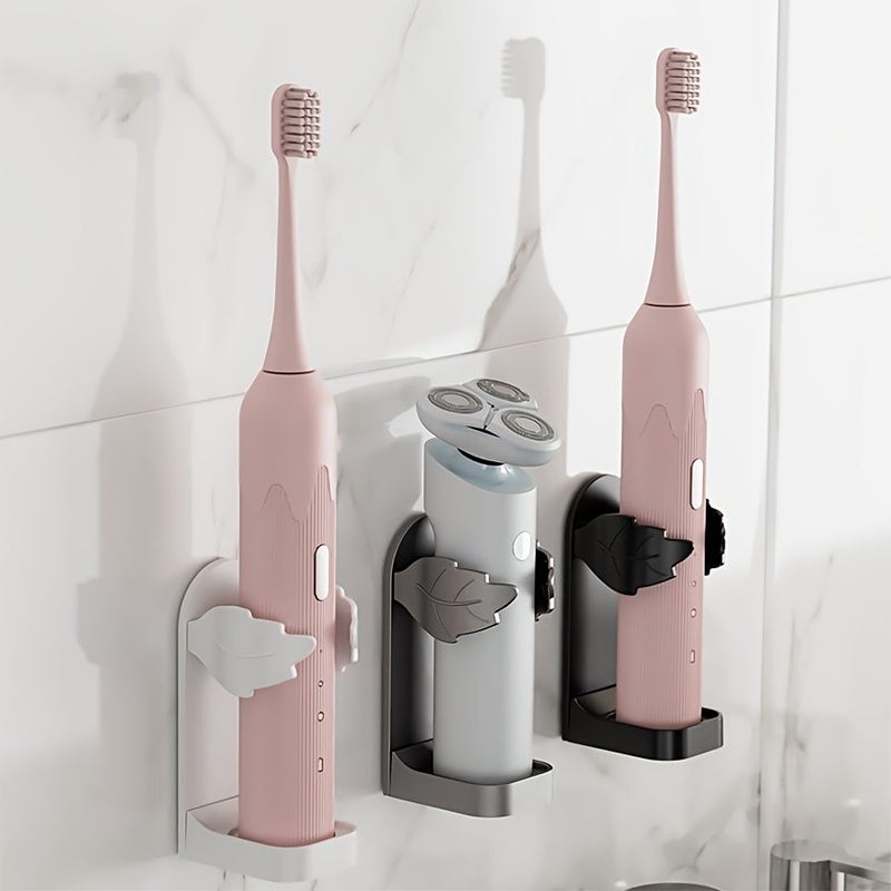 White 4Pcs Wall Mounted Toothbrush Holder No Drilling Shaver Storage Shelf - Image 4