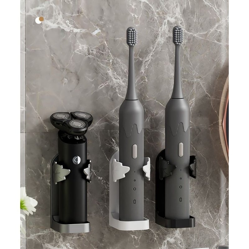 White 4Pcs Wall Mounted Toothbrush Holder No Drilling Shaver Storage Shelf - Image 5
