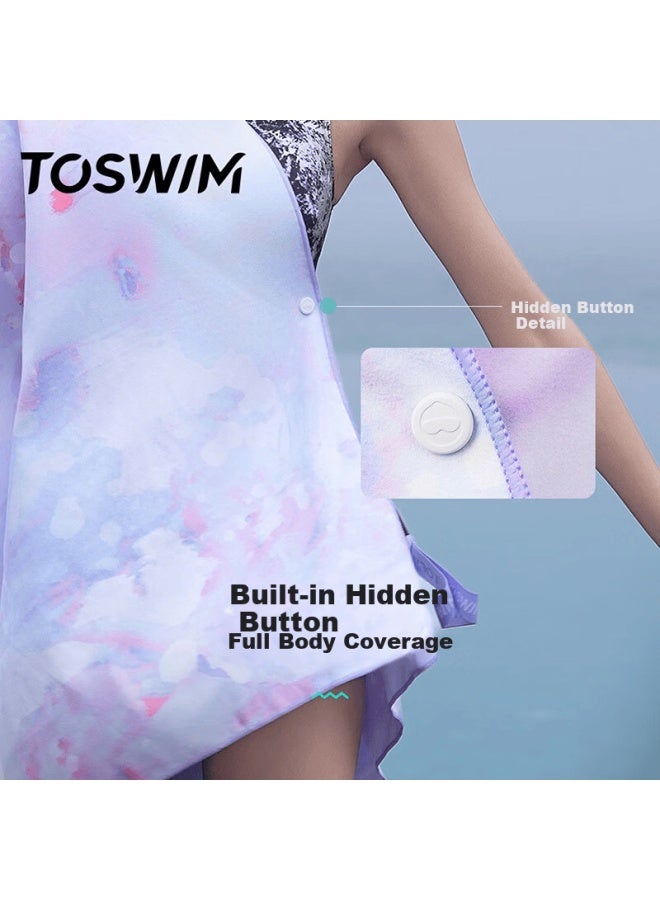 Toswim Quick-dry Bath Towel Swimming Towel Sports Fitness Absorbent Travel Towel Quick-dry Frost Floral Pattern - Image 2