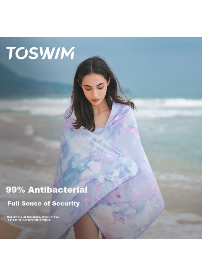 Toswim Quick-dry Bath Towel Swimming Towel Sports Fitness Absorbent Travel Towel Quick-dry Frost Floral Pattern - Image 1