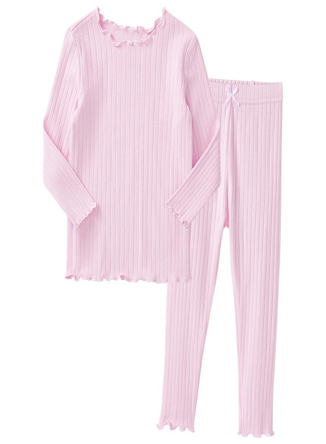 pureborn Toddler Pajamas Set Pjs - Little Girl Long Sleeve Snug Fit Sleepwear 2pcs Light Pink 3T - Image 1