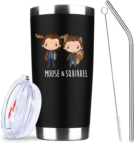 ATHAND Funny TV Show Merchandise,20 Oz Insulated Stainless Steel Iced Coffee Natural Tumbler with Lid,Funny Super Travel Coffee Mug Cup Water Bottle,TV Show Gifts for Men Women Movie Lovers (Black) - Image 1
