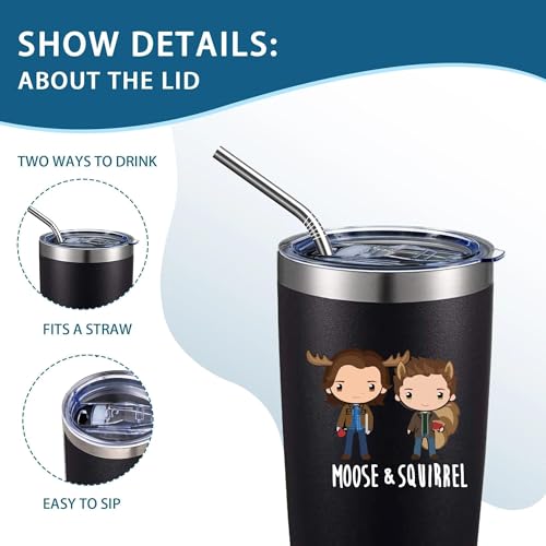 ATHAND Funny TV Show Merchandise,20 Oz Insulated Stainless Steel Iced Coffee Natural Tumbler with Lid,Funny Super Travel Coffee Mug Cup Water Bottle,TV Show Gifts for Men Women Movie Lovers (Black) - Image 4
