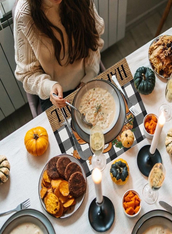 ONFAON Fall Decorations for Home, Fall Placemats Set of 4,Buffalo Plaid Autumn Pumpkins Truck Table Dinner Mats for Autumn Farmhouse Home Kitchen Decor, 12 x 18 Inch CZD02 - Image 2