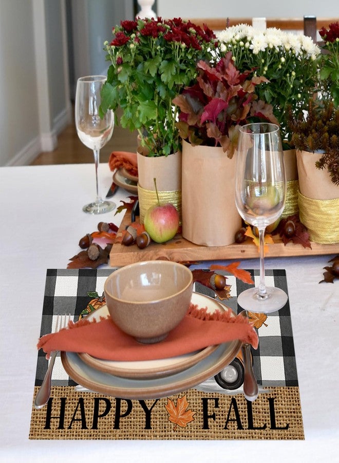 ONFAON Fall Decorations for Home, Fall Placemats Set of 4,Buffalo Plaid Autumn Pumpkins Truck Table Dinner Mats for Autumn Farmhouse Home Kitchen Decor, 12 x 18 Inch CZD02 - Image 5