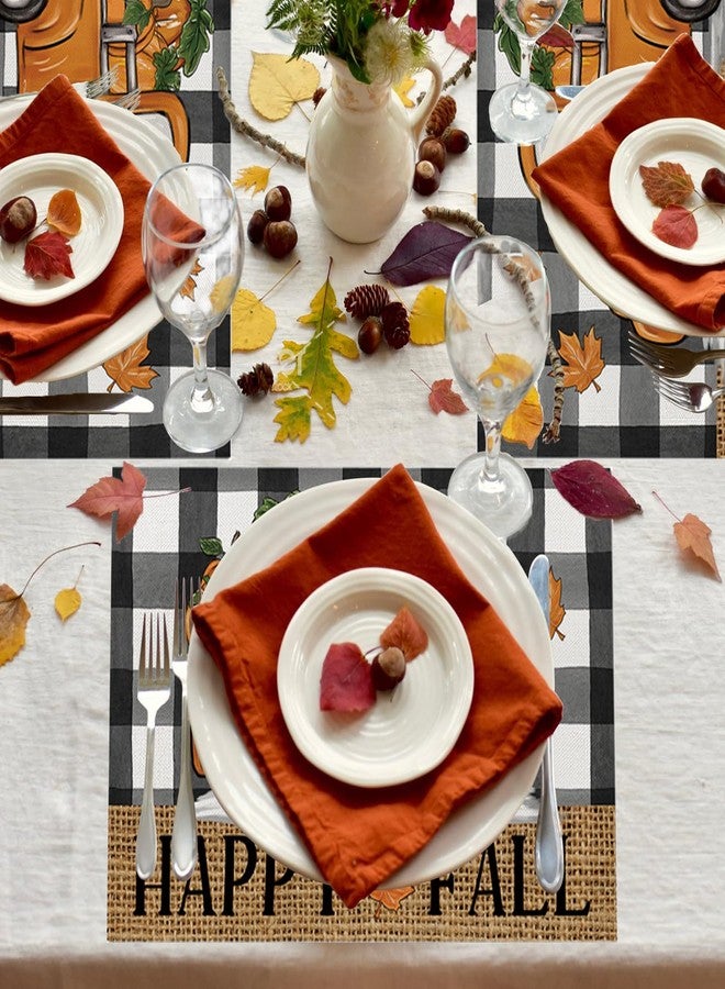 ONFAON Fall Decorations for Home, Fall Placemats Set of 4,Buffalo Plaid Autumn Pumpkins Truck Table Dinner Mats for Autumn Farmhouse Home Kitchen Decor, 12 x 18 Inch CZD02 - Image 3