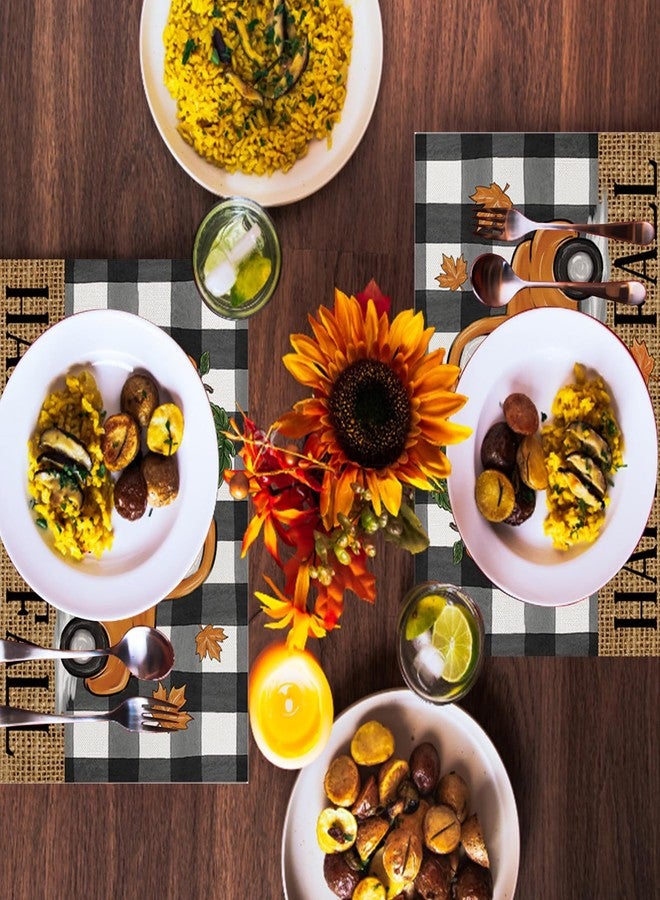 ONFAON Fall Decorations for Home, Fall Placemats Set of 4,Buffalo Plaid Autumn Pumpkins Truck Table Dinner Mats for Autumn Farmhouse Home Kitchen Decor, 12 x 18 Inch CZD02 - Image 4