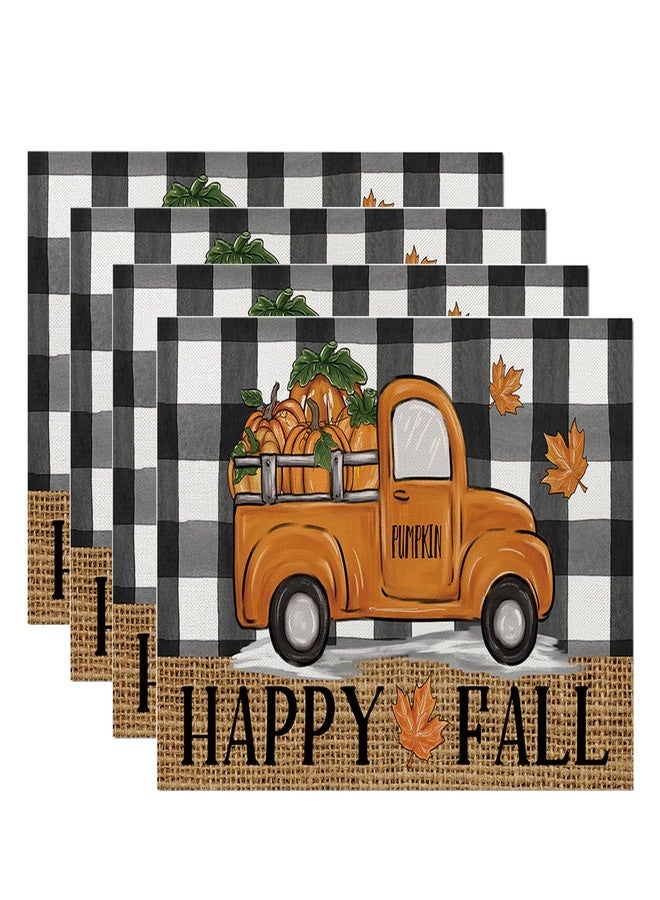 ONFAON Fall Decorations for Home, Fall Placemats Set of 4,Buffalo Plaid Autumn Pumpkins Truck Table Dinner Mats for Autumn Farmhouse Home Kitchen Decor, 12 x 18 Inch CZD02 - Image 1