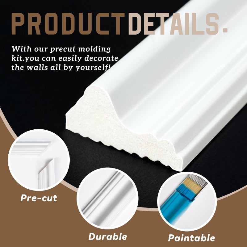 NOTASA Peel and Stick Wall Molding Kit, Accent Wall Panels for Interior Wall Decor with Double-Sided Tape, 3 Set Pre-Cut PS Wainscoting Panels (50 * 40 in) - Image 3