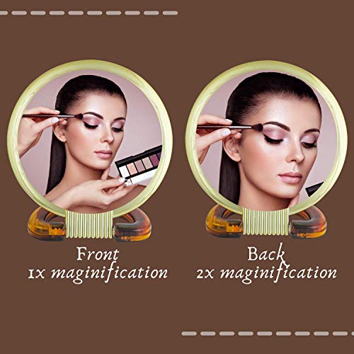 Scarlet Line Professional Series Extra Large Size Round Double Sided Magnifying Makeup Mirror with Handle for Men and Women, 27X18.5X1.5 cm - Image 4