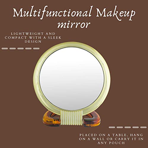 Scarlet Line Professional Series Extra Large Size Round Double Sided Magnifying Makeup Mirror with Handle for Men and Women, 27X18.5X1.5 cm - Image 5