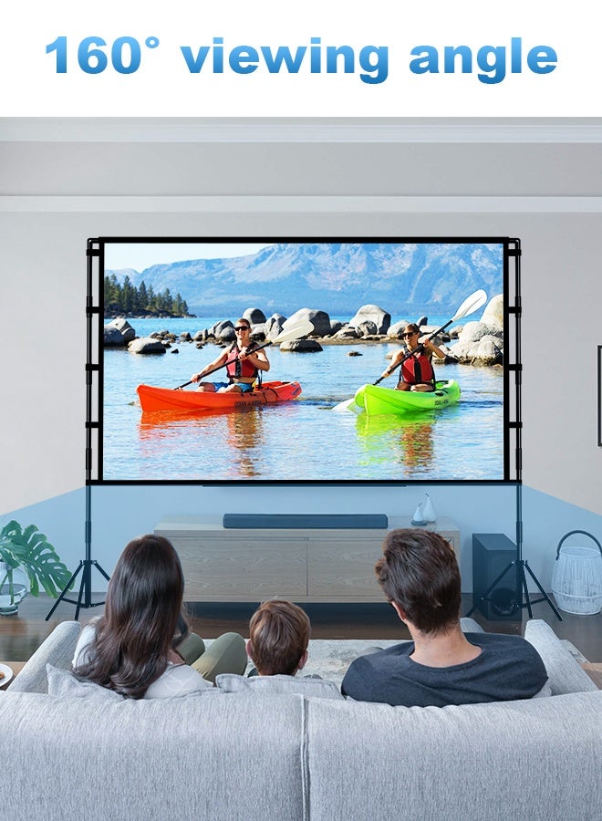 شاشة بروجكتور وحامل، شاشة عرض قابلة للطي ومحمولة بحجم 84 بوصة 16:9 4K HD خالية من التجاعيد للشاشة السينمائية مع حقيبة حمل للاستخدام الداخلي والخارجي في المسرح المنزلي أو سينما الفناء الخلفي - Image 5