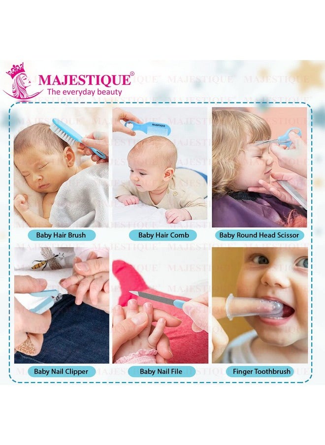 MAJESTIQUE Portable Baby Care Kit- Nursery Healthcare & Grooming Set For New Born Babies Grooming Set & Toddlers - Perfect For Manicure & Pedicure Accessories (11Pcs_Pro_Blue, Blue)  - Image 4