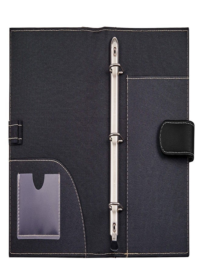 It's Academic Mini Executive Leather Portfolio Folder, 1" Ring Binder and 250-Sheet Capacity, Note Pads, and 5.5"" x 8.5" Documents, 2 Pen Loops, Black Faux Leather (98294) - Image 3