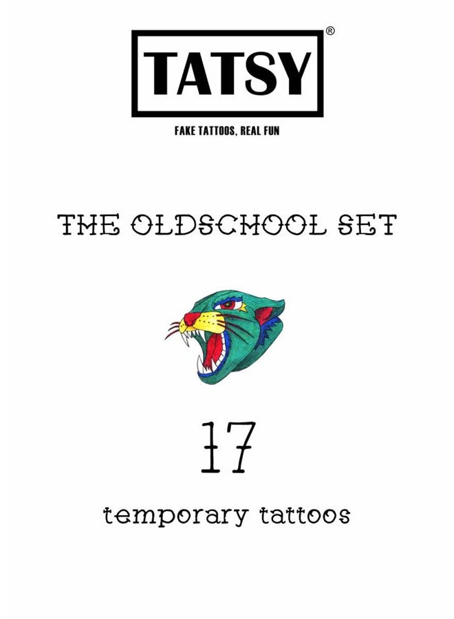 Tatsy Old School Temporary Tattoo Set by , Original Cool Oldschool Vintage Design, Party Fun Tattoos, Fake Tattoo Body Art Cover Up for Men and Women, Unique Drawings - Image 2