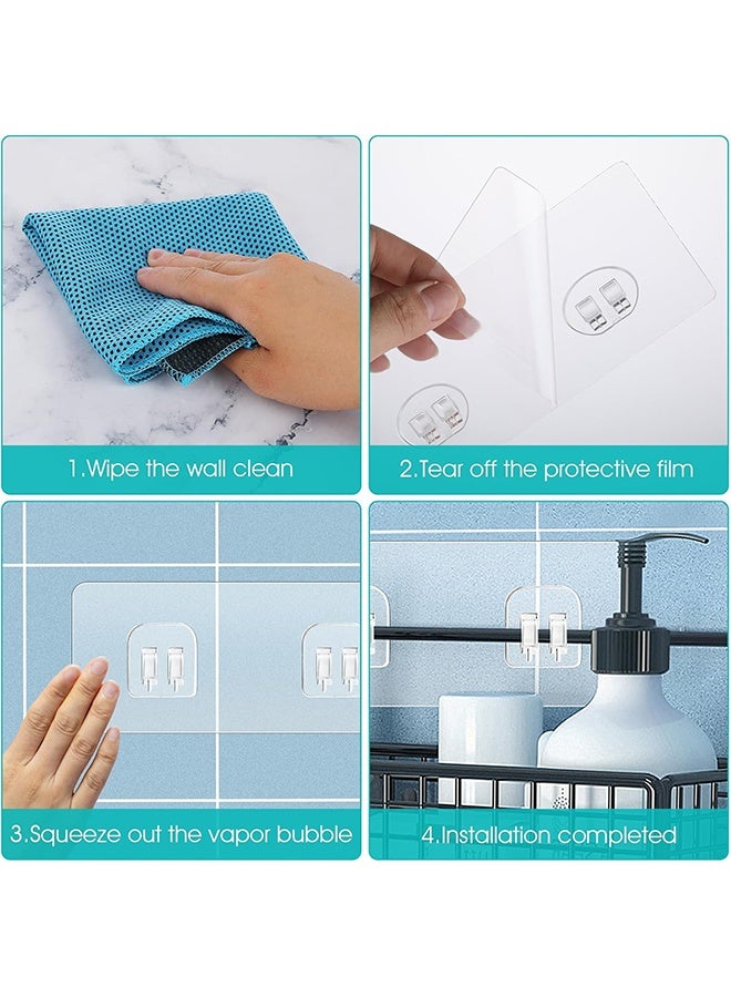 6 Pack Adhesive Shower Hooks, Strong Adhesive Sticker Hooks for Corner Shower Caddy Bathroom Shelf Basket Soap Dish Hanging Hooks Kitchen Accessories No Drilling - Image 5