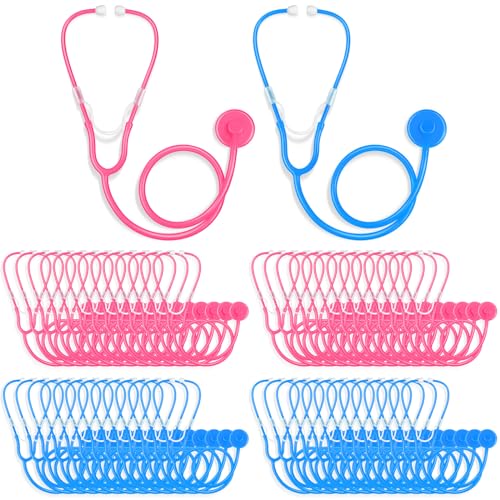Leitee 50 Pcs Kids Stethoscope Real Working Stethoscope for School Role Play Doctor Nurse Cosplay AccessoryPinkBlue - Image 1