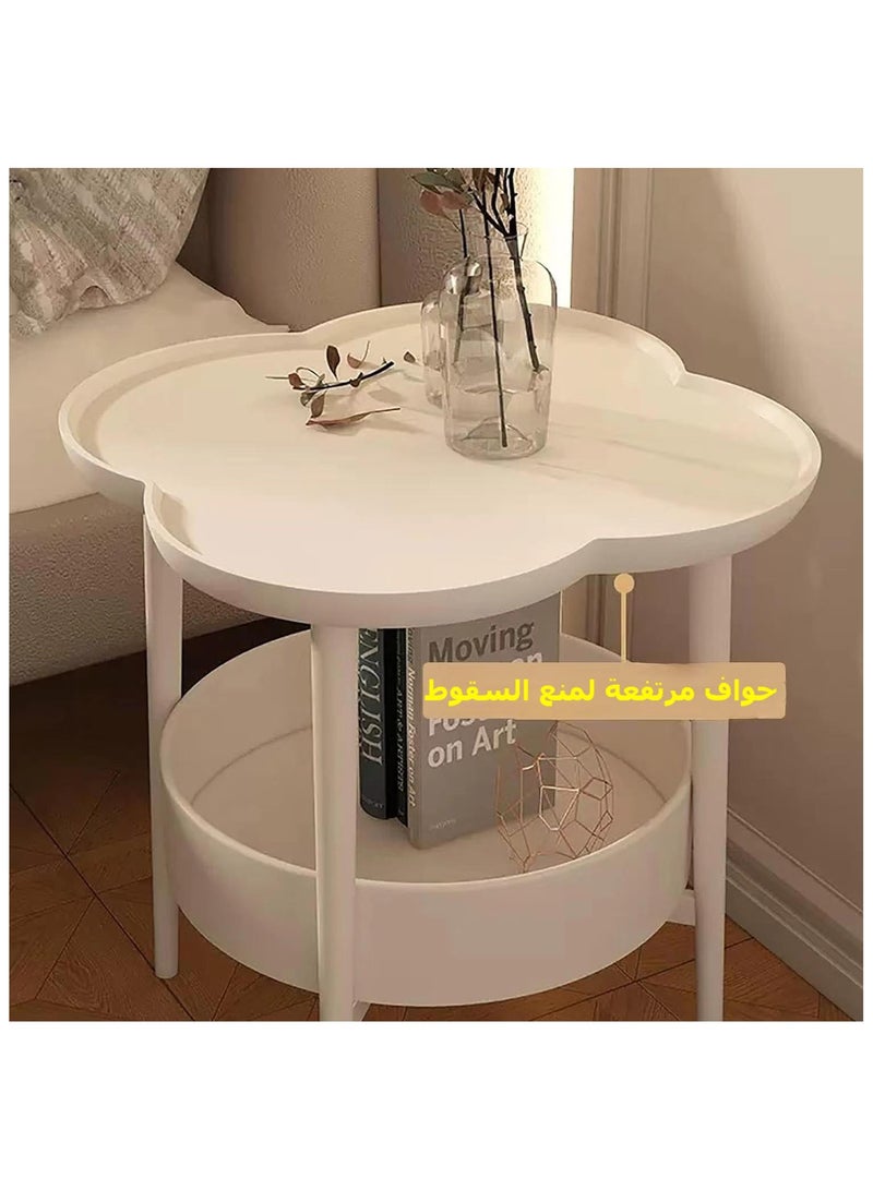 Generic White Side Table, Removable Petal Shape Tray Table, 2-Tier End Table with Storage Shelf Basket, Coffee Table, Nightstand Accent Table, for Living Room Bedroom Office, Patio Yard Balcony Garden - Image 5