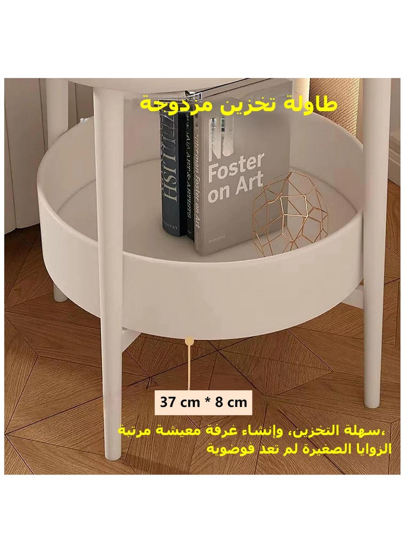Generic White Side Table, Removable Petal Shape Tray Table, 2-Tier End Table with Storage Shelf Basket, Coffee Table, Nightstand Accent Table, for Living Room Bedroom Office, Patio Yard Balcony Garden - Image 3