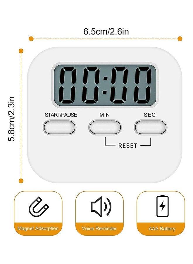 Arabest Kitchen Timer Large Lcd Display Screen,Digital Kitchen Timers For Cooking, Magnetic Stopwatch Timer With Loud Alarm Countdown Clock (White)  - Image 2