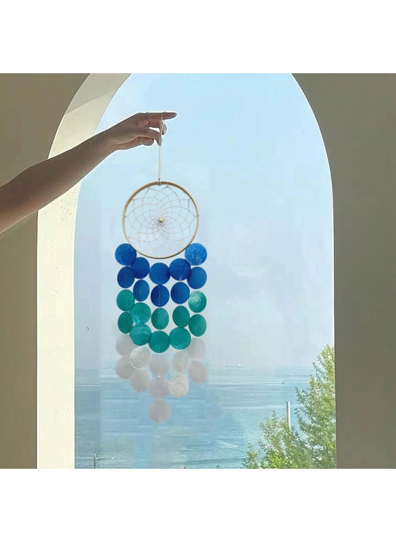 Generic Handmade Colorful Dreamcatcher Shell Wind Chime Hanging Decor Blue Dream Catcher Shell Wind Chimes 