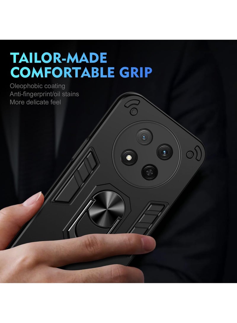 Honor X9c 5G Case Cover with  Kickstand ,Kickstand Shell Back Cover Scratch-Resistant Shock-Absorbing Protector Accessories, Kickstand Stand Magnetic Car Ring Holder Protection (Black) - Image 2