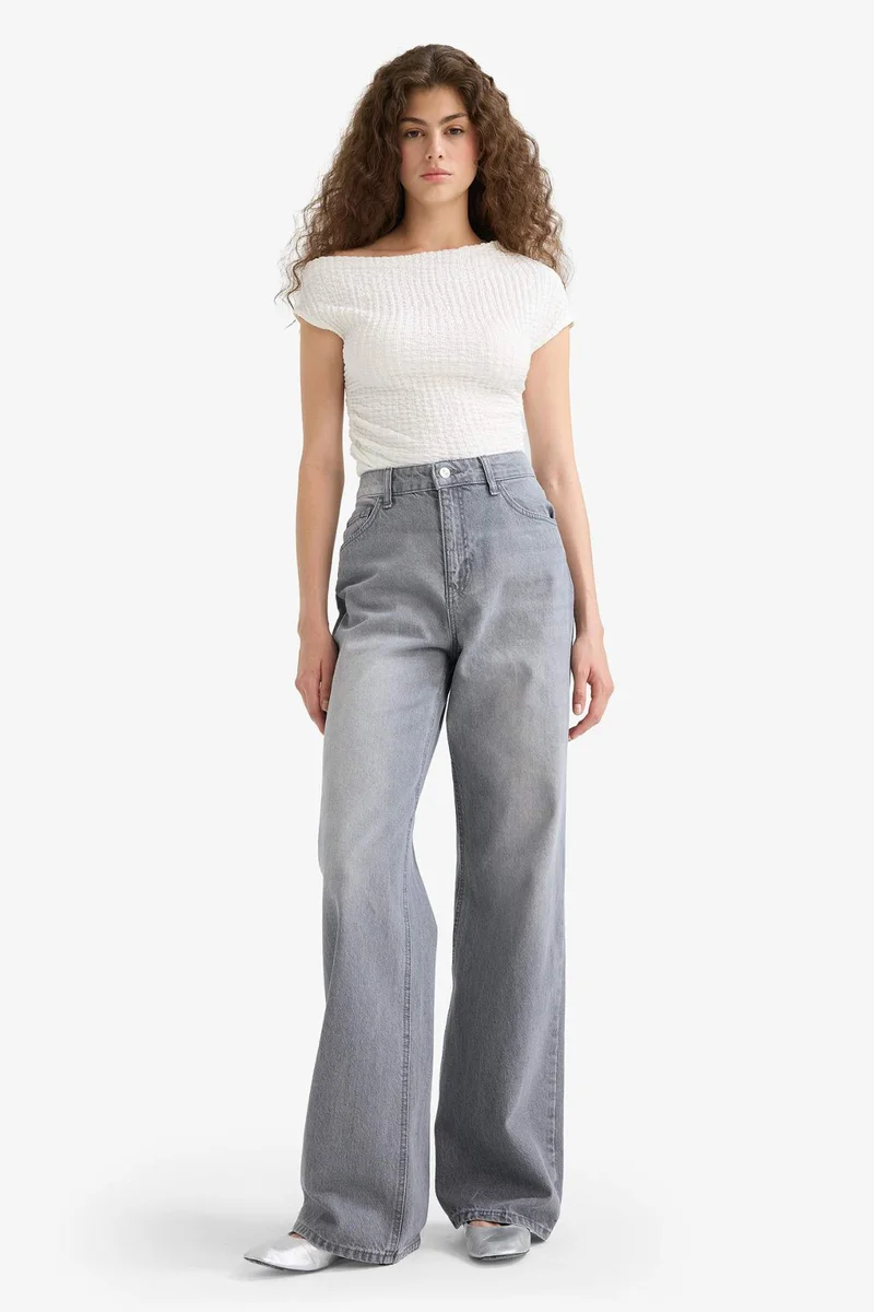 Defacto Straight Wide High Waist Long Jeans