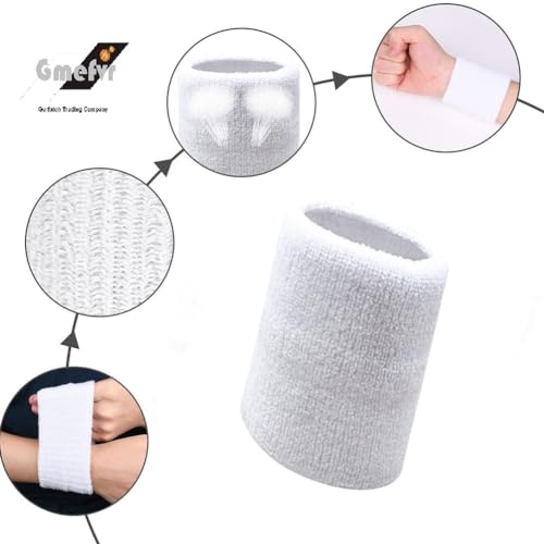 Gmefvr Sports Wrist Band Black and White Sweatband for Tennis Badminton Cycling Basketball Cricket - Image 3