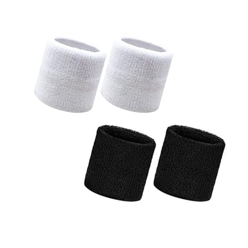 Gmefvr Sports Wrist Band Black and White Sweatband for Tennis Badminton Cycling Basketball Cricket - Image 1