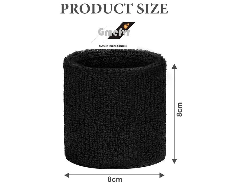 Gmefvr Sports Wrist Band Black and White Sweatband for Tennis Badminton Cycling Basketball Cricket - Image 2