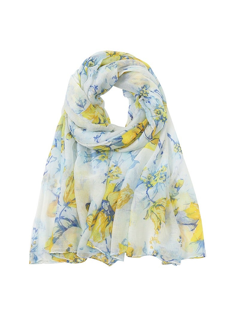 إسكدنيا New Balinese Scarf Women's Headband Wrapped Shawl Printed Flower Pattern Scarf Sun Protection Tourism Scarf Beach Scarf - Image 1