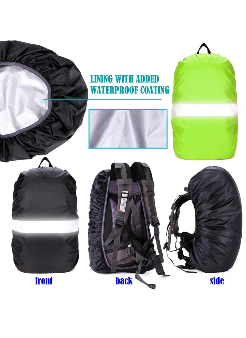 Generic 2Pcs Reflective Waterproof Backpack Rain Cover Protect Your Backpack from Rain Silver Coated Inside Dust Waterp UV proof Ideal for Outdoor Hiking Riding Climbing  M 40L 50L Green and Black - Image 2