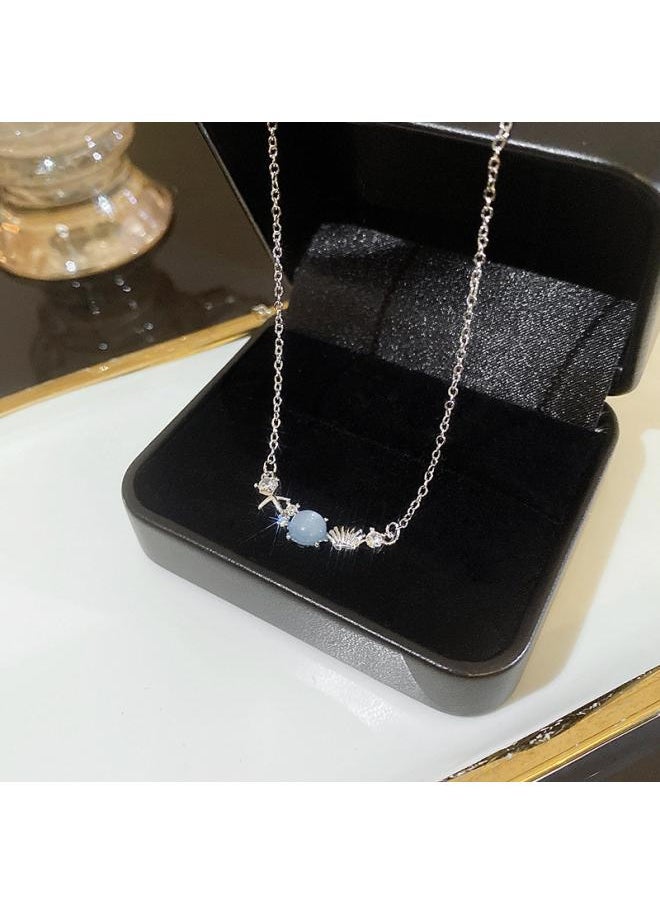 Generic - South Korea Silver Titanium Steel Necklace For Girls Versatile High Sense Niche Pearl Butterfly Pendant Clavicle Chain Jewelry - Image 1