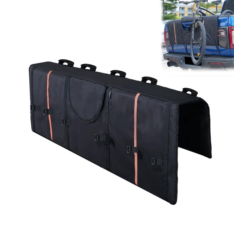 Amooca Tailgate Pad for Mountain Bikes Pickup Truck Tailgate Protection Pad with 3 Tool Pockets 52 Wide for 5 Bicycles