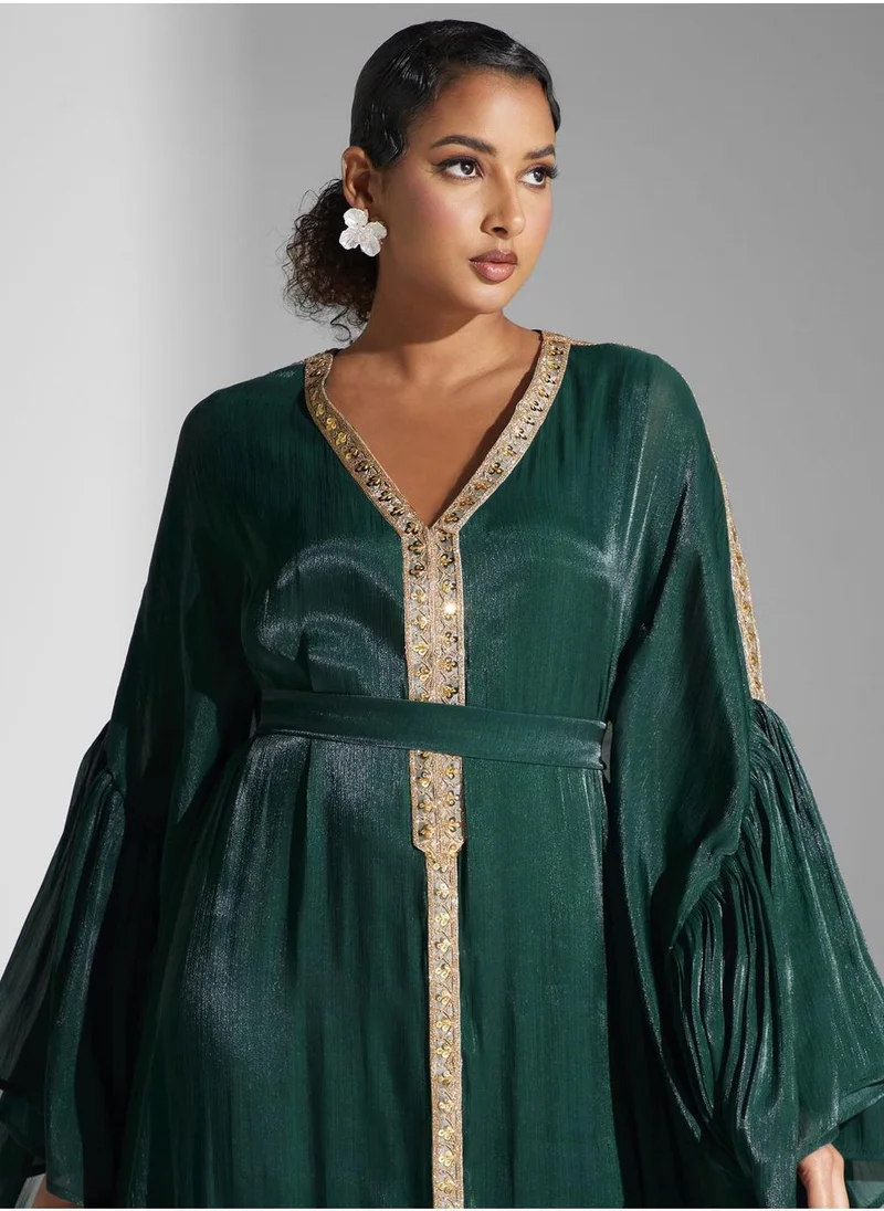 Yaser albik Embellished Ruffle Dress