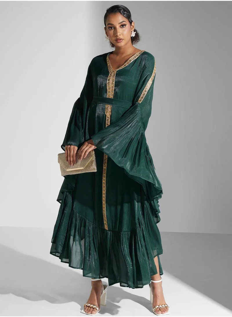 Yaser albik Embellished Ruffle Dress