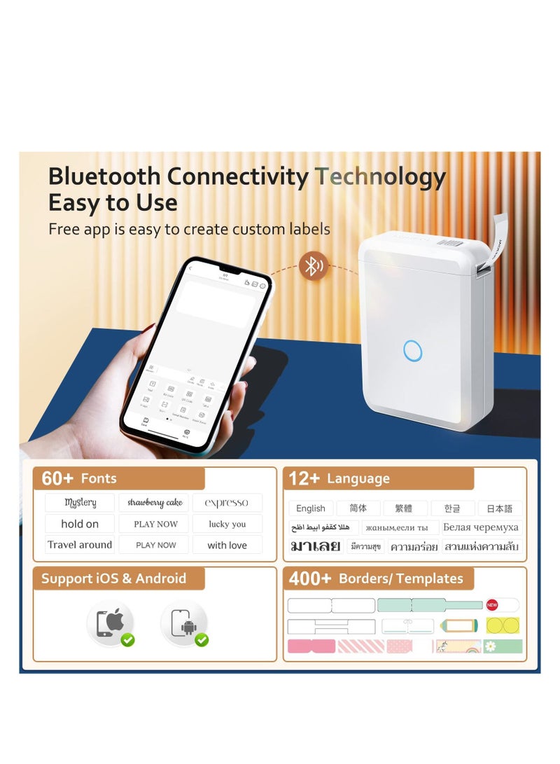 Label Maker Machine with Tape, D110 Portable Bluetooth Label Printer for Storage, Shipping, Barcode, Mailing, Office, Home, Organizing, Sticker Maker Mini Label Maker with Multiple Templates - Image 3