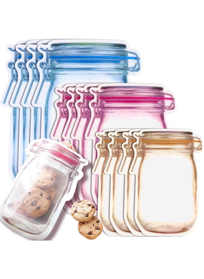 SAFENHAND Mason Jar Pattern Storage Bags, Reusable Leakproof Zipper Pouches, Multi-Size Food Snack Storage for Travel and Picnics - Image 1