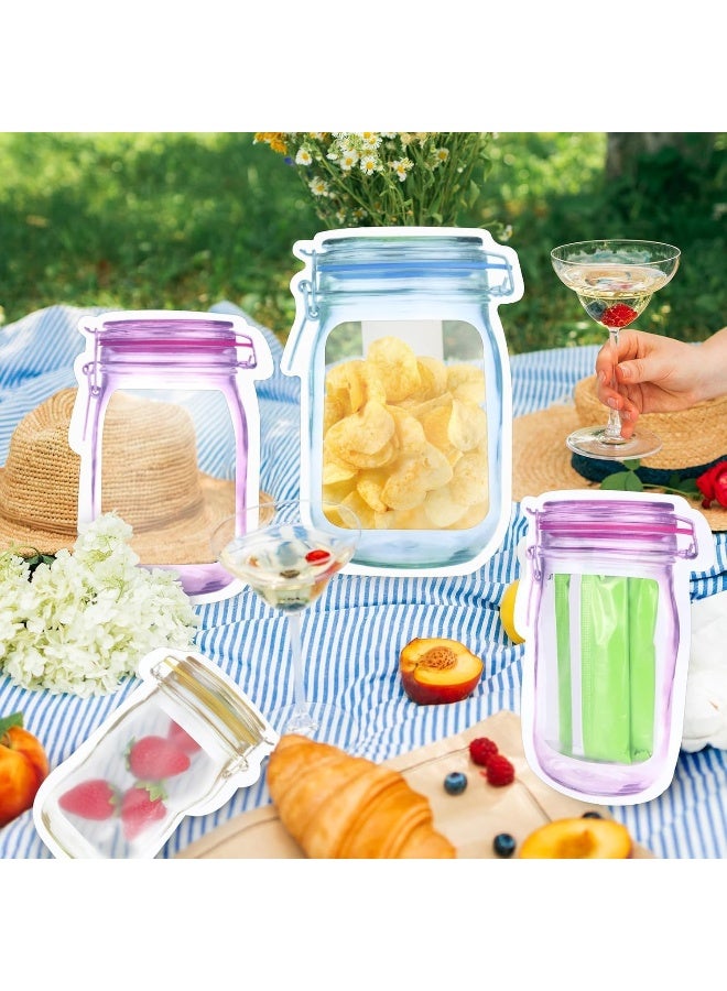 SAFENHAND Mason Jar Pattern Storage Bags, Reusable Leakproof Zipper Pouches, Multi-Size Food Snack Storage for Travel and Picnics - Image 2