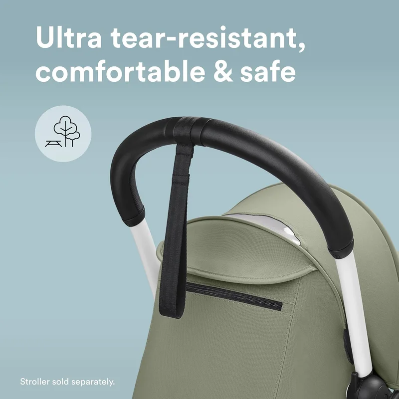 ستوك Stokke YOYO Stroller Handlebar - Ultra-Resistant Faux Leather Coating with Tether Strap - White
