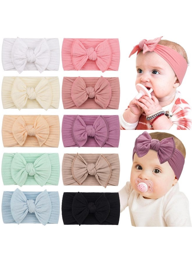 CELLOT CÉLLOT 10 Colors Super Stretchy Soft Knot Baby Girl Headbands with Hair Bows Nylon Head Wrap For Newborn Baby Girls Infants Toddlers Kids - Image 1