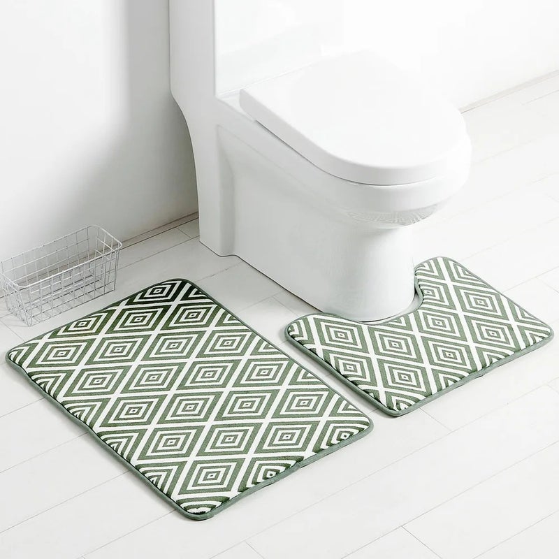 Y&D Super Soft Memory Foam Bath Mat Set 2 Piece - Absorbent Bathroom Rugs, Non-Slip Backing - Image 1