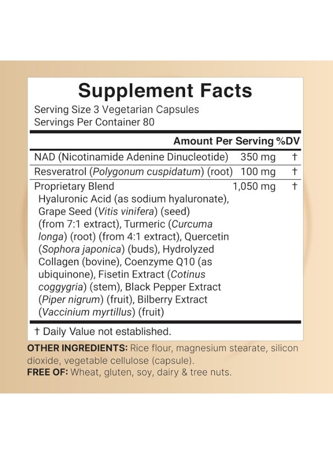NatureBell NAD+ 11-in-1 Complex 1,500 mg** Per Serving, 240 Veggie Capsules | NMN Supplement Alternative | NAD with Resveratrol, CoQ10, Hyaluronic Acid, Fisetin, & More – Non-GMO - Image 2