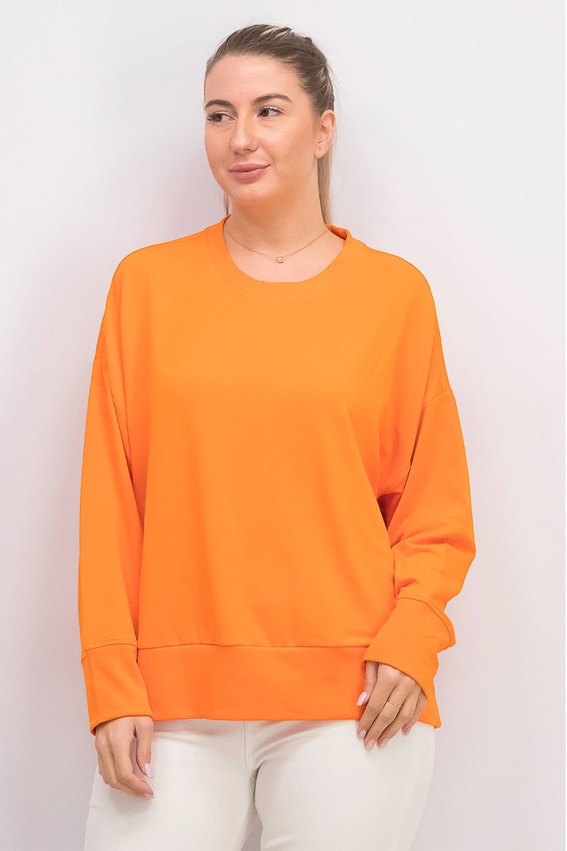 Tchibo سويت شيرت نسائي بأكمام طويلة وياقة دائرية، برتقالي - Image 1