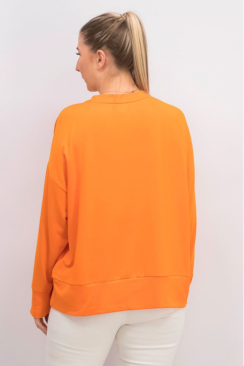 Tchibo سويت شيرت نسائي بأكمام طويلة وياقة دائرية، برتقالي - Image 2