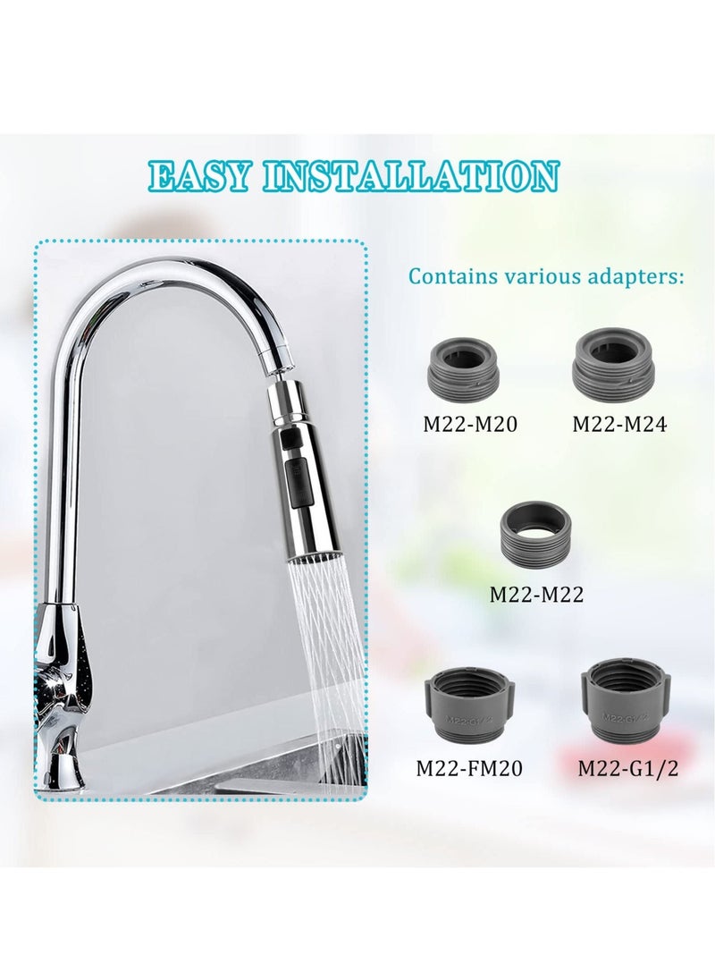 Kitchen Tap Spray Head, Kitchen Sink Tap Spray, 360° Swivel Spout FM22M24, Faucet Extender for Kitchen Sink, 3 Modes Tap Adapter Accessories - Image 5