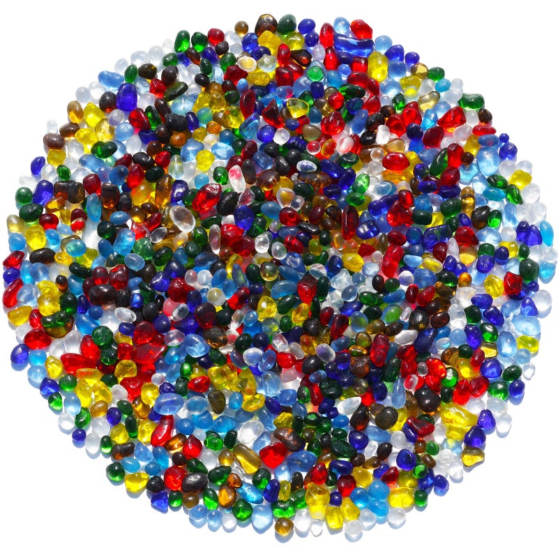 QYGL Sea Glass Stones - Colorful Clear Glass Pebbles Gemstones - Perfect for Aquarium Rocks, Fish Tank Gravel, Vase Fillers, DIY Crafts, and Home Decor (0.9LB/14oz) - Image 1